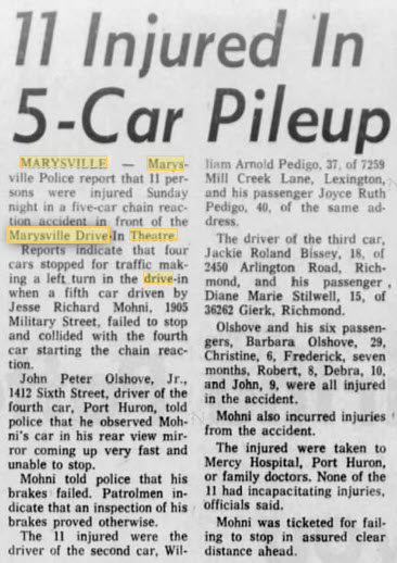 Marysville Drive-In Theatre - 09 Aug 1971 Article